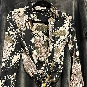 Patrizia Luca black floral print shirt dress